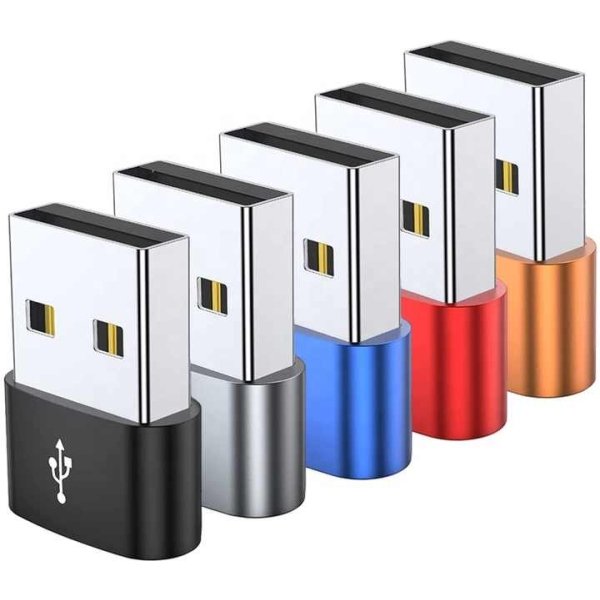 USB to USB C Adapter Type C Female to a Male Charger Converter (Black) - Image 2